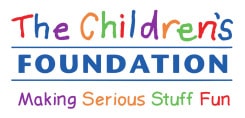 The image shows The Children’s Foundation’s logo. It has rainbow lettering and says “Making Serious Stuff Fun’