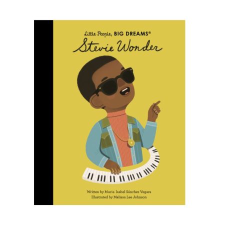 The image shows the front cover of the book. The book has a yellow cover and there is an illustration of a black man wearing sunglasses on the front. The man is playing the piano.